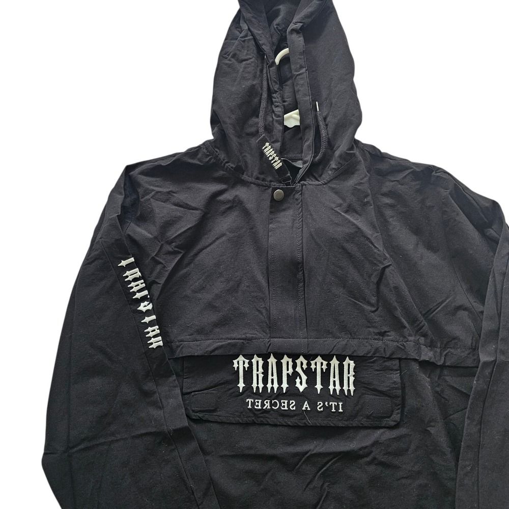 Trapstar Black Leightweight Windbreaker‎ Quarter Zip Hoodie Jacket Mens Medium
